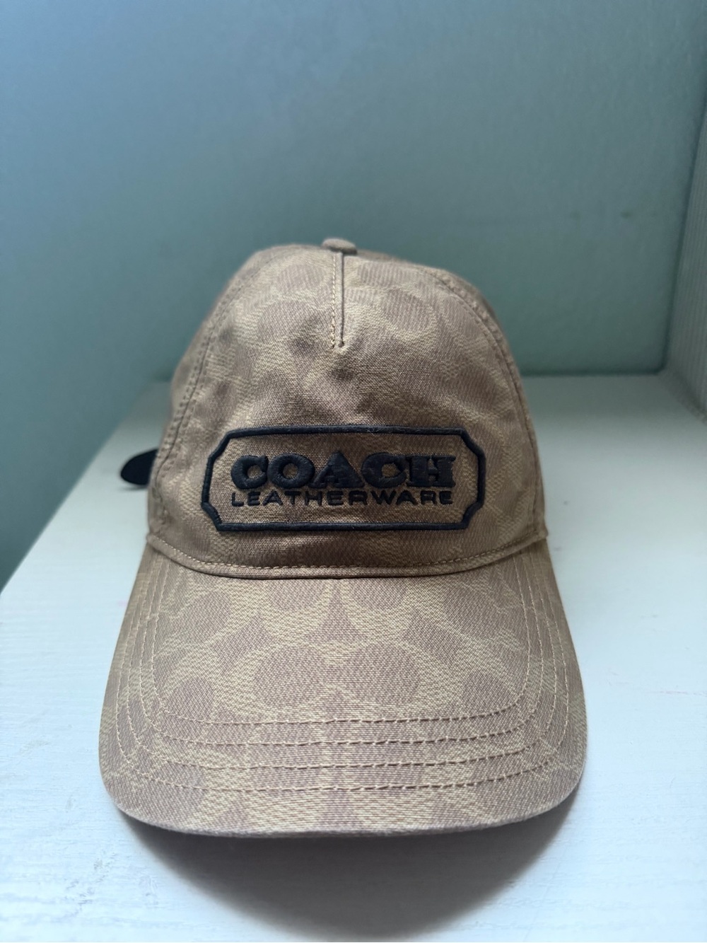Coach Khaki Signature Monogram Baseball Cap